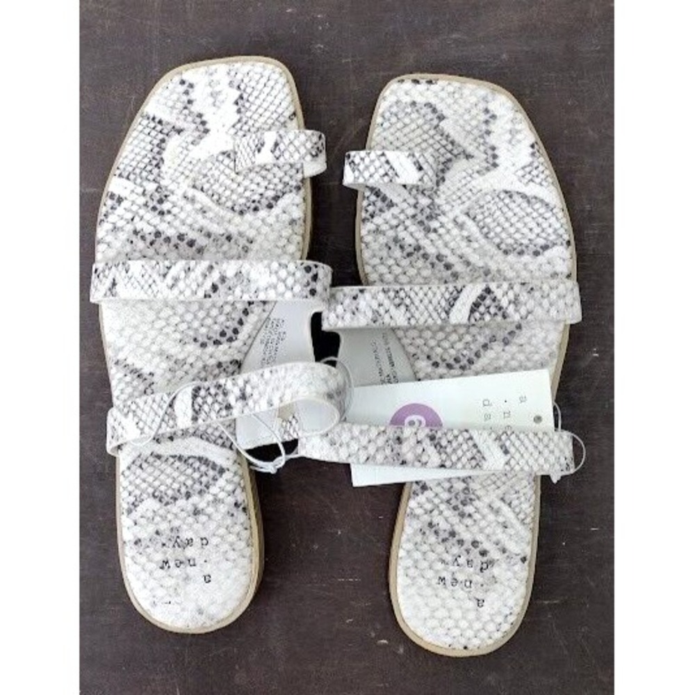 A New Day Women's Snake Print Slide Sandals Size 6.5 Flat Slip On